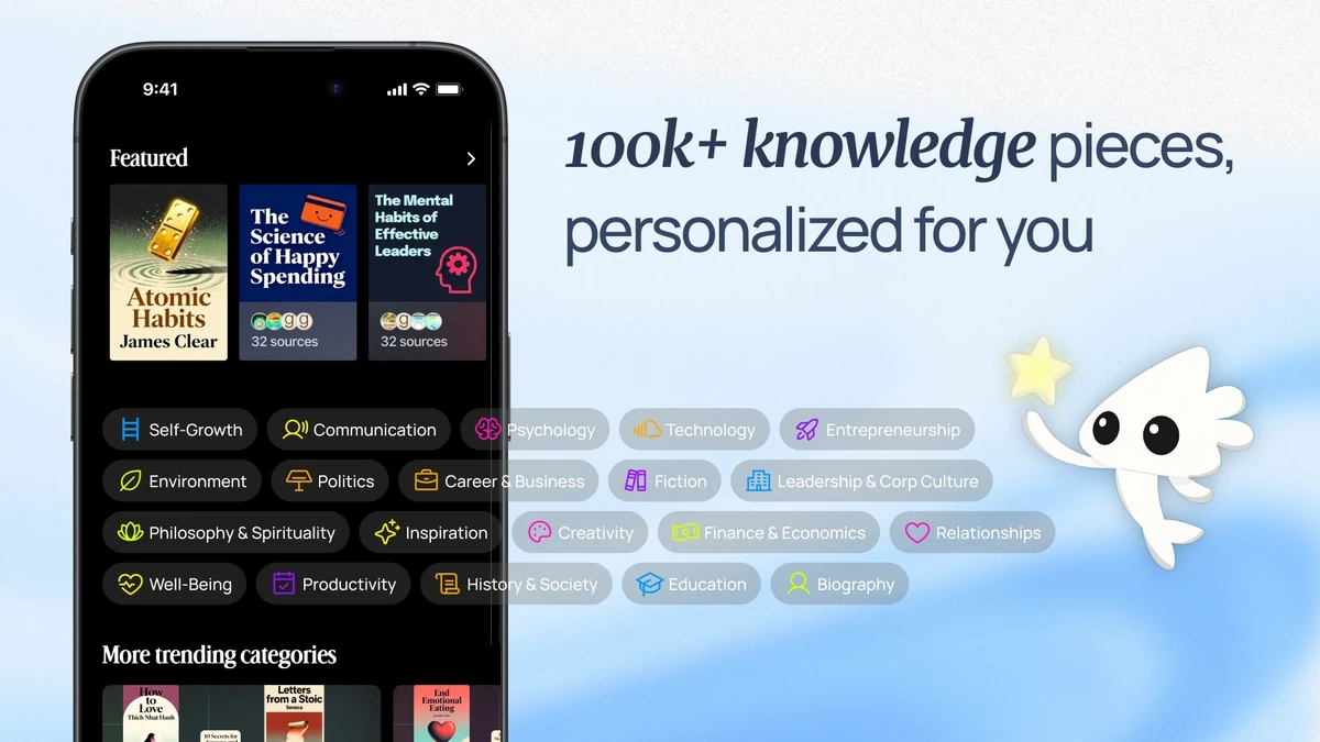 BeFreed book summary app library with personalized categories and featured summaries