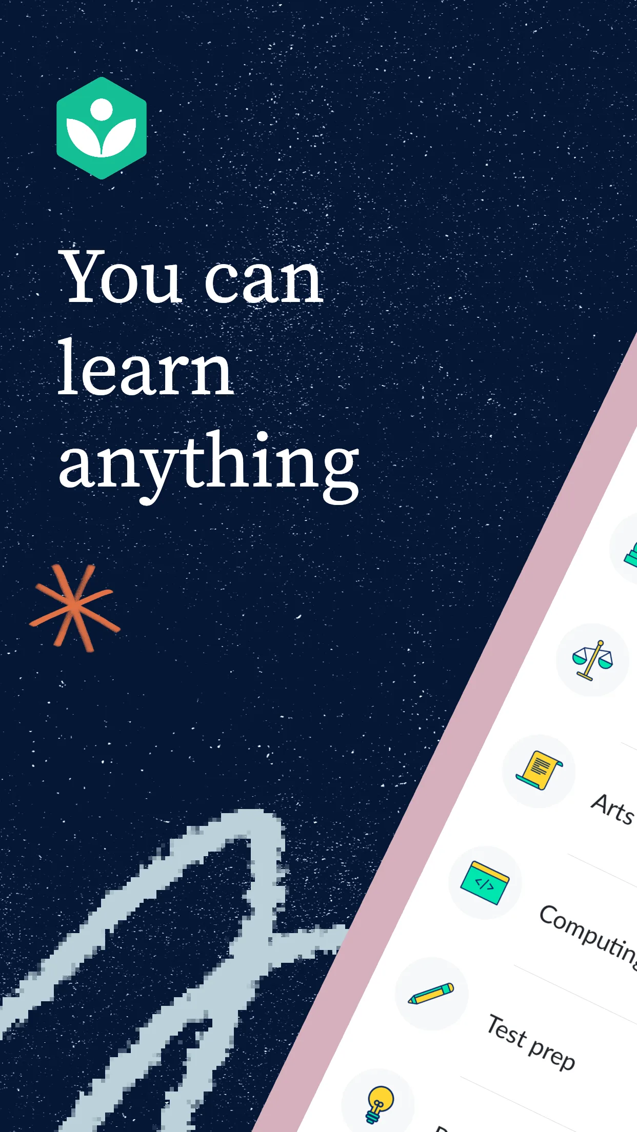 Khan Academy learning platform with courses and exercises (source: App Store)