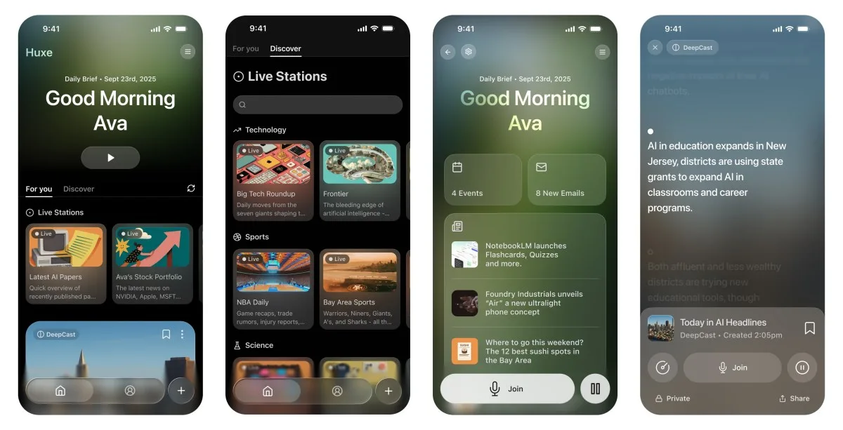 align=center Huxe AI podcast app launch image (source: TechCrunch)