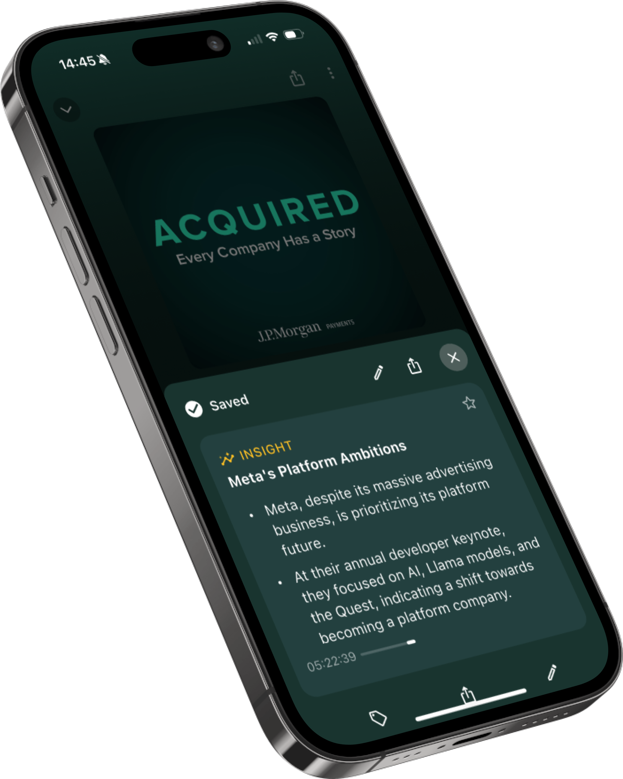 Snipd's AI-powered podcast player lets you save key insights and highlights while listening.
